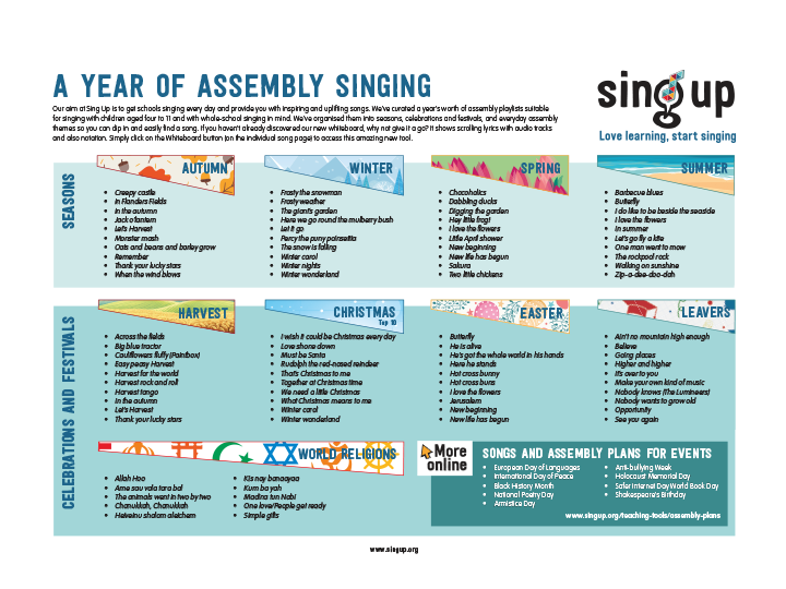 Year of assembly singing poster